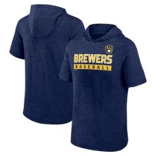 Men's Profile Navy Milwaukee Brewers Big & Tall Short Sleeve Pullover Hoodie Profile