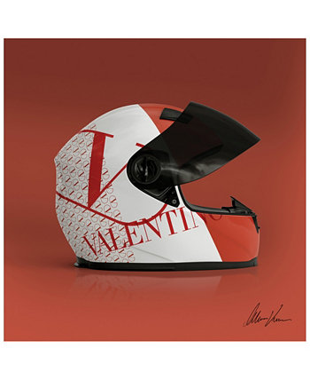 Настенное графическое изображение безрамной свободно плавающей панели из закаленного стекла «Валентино скоростной шлем», 24 x 24 x 0,2 дюйма Empire Art Direct