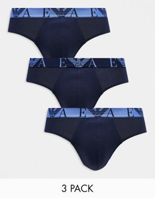 Набор из трех трусов темно-синего цвета Emporio Armani Bodywear Emporio Armani