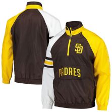 Мужская базовая куртка коричневого/золотого цвета с молнией до половины длины San Diego Padres Elite реглан Starter