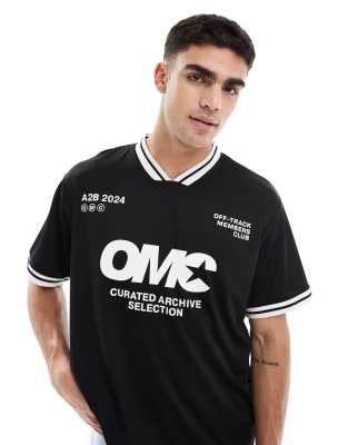 Jack & Jones soccer inspired top in black Jack & Jones