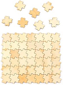 AUEAR, Unfinished Wooden Blank Jigsaw Freeform Wood Piece for DIY Crafts Arts Card Making (50 Pack) Auear