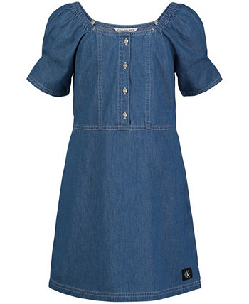 Джинсовое платье с квадратным вырезом для больших девочек Calvin Klein