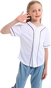 Mowbeat Boys Baseball Jersey Kids Short Sleeve Girls Hip Hop T Shirts Toddler Sport Button Down Jersey Shirt Mowbeat