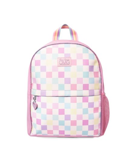 Girl&#8217;s Pastel Checkered Large Backpack OMG Accessories