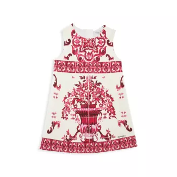 Маленькая девочка и усилитель; Платье прямого кроя без рукавов с плиточным принтом для девочек Dolce & Gabbana