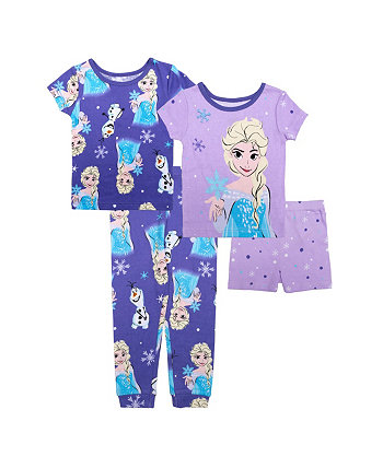 Хлопковый пижамный комплект из 4 предметов для маленьких девочек Frozen