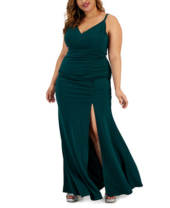 Модное платье больших размеров с боковыми присборками Emerald Sundae