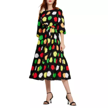 Pom Pom Floral Midi-Dress Kate Spade New York