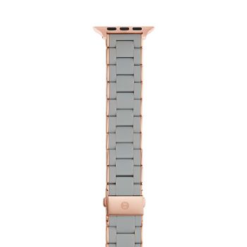 Apple® Watch Grey Silicone-Wrapped Rose Goldtone Stainless Steel Bracelet Strap/38, 40, 42 &amp; 44MM Michele