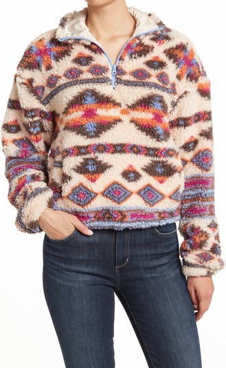 Флисовый пуловер с геометрическим принтом Coffee Shop