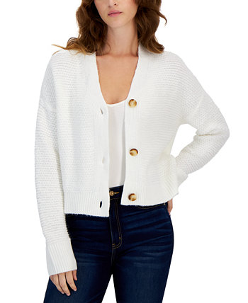 Juniors' Button-Front Cardigan Sweater Hooked Up by IOT