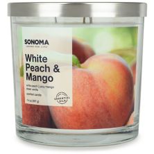 Sonoma Goods For Life® White Peach &amp; Манго 14 унций. Банка для свечей с 3 фитилями SONOMA