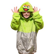 Unisex Sesame St. Oscar The Grouch Kids Snugible Blanket Hoodie & Pillow Plushible