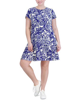 Plus Size Printed Short-Sleeve Fit & Flare Dress Jessica Howard