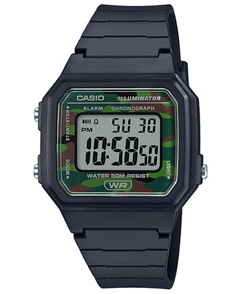 Мужские часы с цифровым черным ремешком и хронографом 41мм Casio