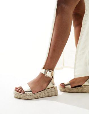 South Beach two part espadrille sandals in gold SOUTH BEACH