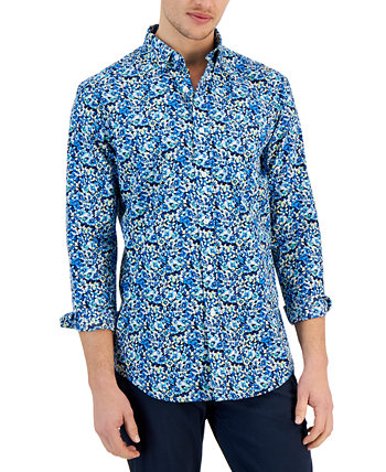 Мужская рубашка из поплина на пуговицах стандартного кроя Crowd с цветочным принтом, созданная для Macy's Club Room
