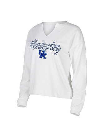 Женская белая футболка Kentucky Wildcats Sienna с длинным рукавом и вырезом Notch Concepts Sport