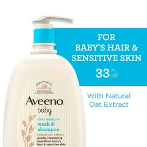 Aveeno Baby Daily Moisture Bath Body Wash & Shampoo, Oat Extract, 33 fl oz Aveeno