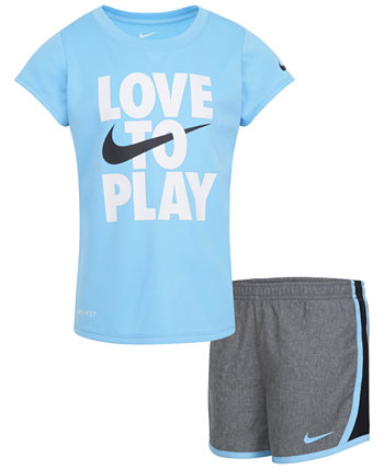 Комплект из футболки и шорт с короткими рукавами для маленьких девочек Dri-FIT на весь день Nike