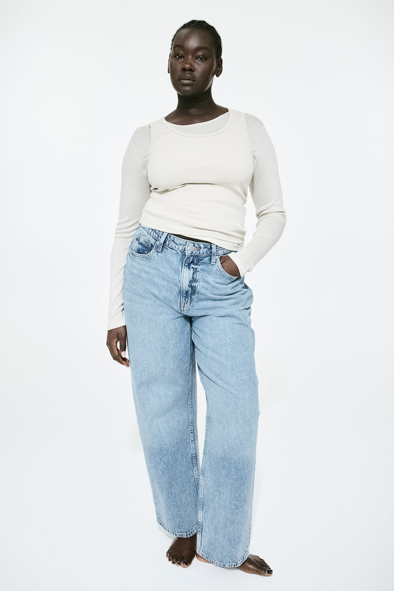 Мешковатые высокие джинсы с пышной посадкой H&M