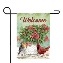 Welcome Cardinal Bird and Spring Bouquet Flag 28&#34; x 40&#34; Christmas Central