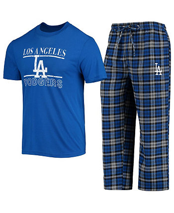 Мужской комплект из футболки и брюк Los Angeles Dodgers Lodge королевского и серого цвета для сна Concepts Sport