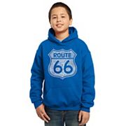 Cities Along The Legendary Route 66 - Boy's Word Art Hooded Sweatshirt LA Pop Art