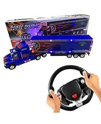 Extra Large RC Tractor Trailer with Steering Wheel Remote Toy Mag-Genius