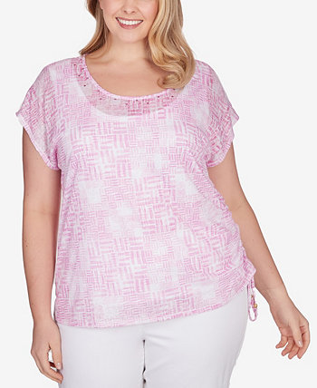 Plus Size Spring Into Action Printed Top HEARTS OF PALM