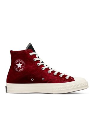 Черно-красные бархатные кроссовки Converse Chuck 70 Hi Beyond в стиле ретро Converse