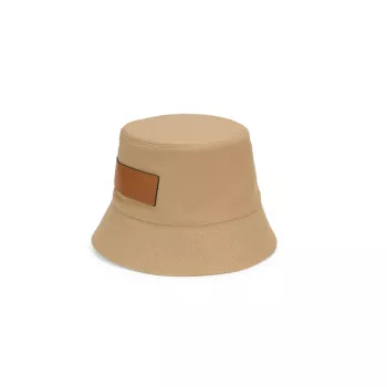 Leather-Trimmed Canvas Bucket Hat LOEWE