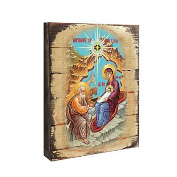 G.Debrekht Orthodox Nativity Wooden Gold Plated Religious Orthodox Sacred Icon Inspirational Icon Décor G.DeBrekht