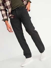 Свободные жесткие неэластичные черные джинсы Carpenter для мужчин Old Navy