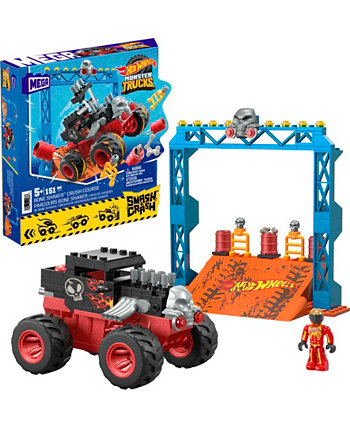 Mega Bone Shaker Crush Course Monster Truck Building Toy with 1 Figure 151 Pieces Hot Wheels