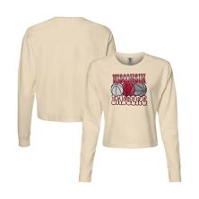 Women's Natural Wisconsin Badgers Comfort Colors Basketball Cropped Long Sleeve T-Shirt Image One
