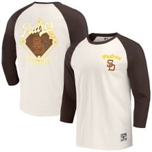 Men's Darius Rucker Collection by Fanatics Brown/White San Diego Padres Cooperstown Collection Raglan 3/4-Sleeve T-Shirt Darius Rucker Collection by Fanatics