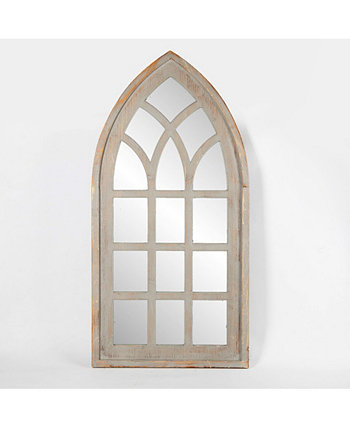 Зеркало на стене с окном собора в деревянной раме Luxen Home