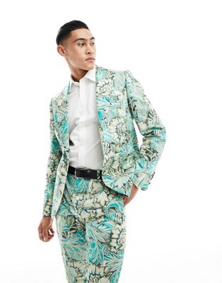 Зеленый пиджак с цветочным принтом Twisted Tailor morris Twisted Tailor
