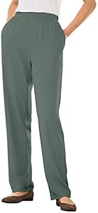 Woman Within Plus Size 7-Day Knit Straight Leg Pant Stretch Elastic Waist Petite & Tall Woman Within