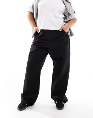 Черные широкие брюки карго прямого кроя Dr Denim Plus Donna Dr Denim