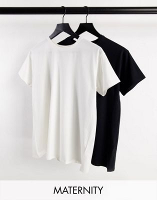 Черная и белая футболка с круглым вырезом Threadbare Maternity Threadbare Maternity