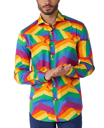 Мужская рубашка с длинным рукавом и зигзагообразным радугой OppoSuits