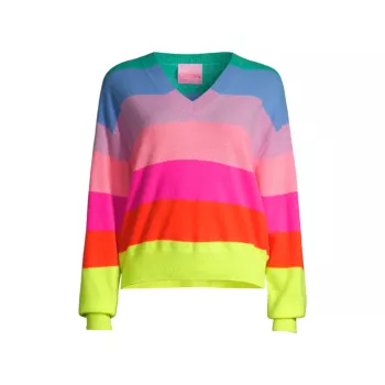 Malibu Rainbow Stripe Cashmere Sweater Crush Cashmere