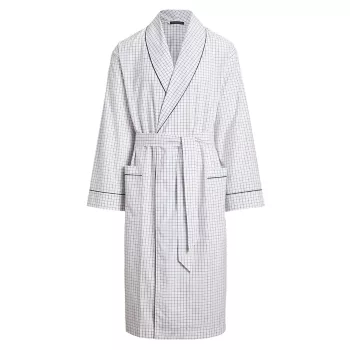 Хлопковый оксфордский халат в клетку Polo Ralph Lauren
