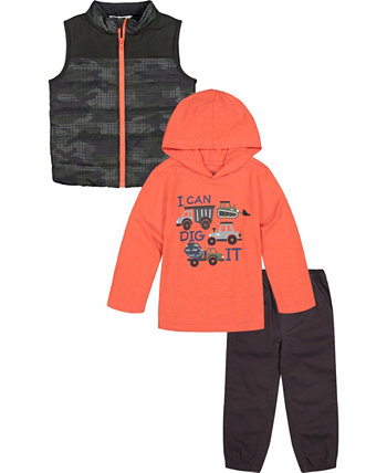 Baby Boys T-shirt, Camo Vest and Twill Joggers, 3 Piece Set Kids Headquarters