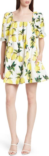Платье с лимонным принтом и пышными рукавами MELLODAY