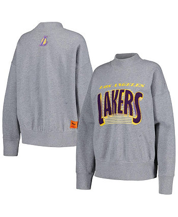 Женский серый объемный пуловер с воротником-стойкой Los Angeles Lakers Qore