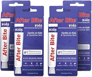 After Bite Kids - Bug Bite Itch Relief for Kids with Sodium Bicarbonate - Ideal for Mosquito Bites, Fire Ant Bites, Bees & More - Portable Cream Formula - 0.7 oz (4 Pack) After Bite